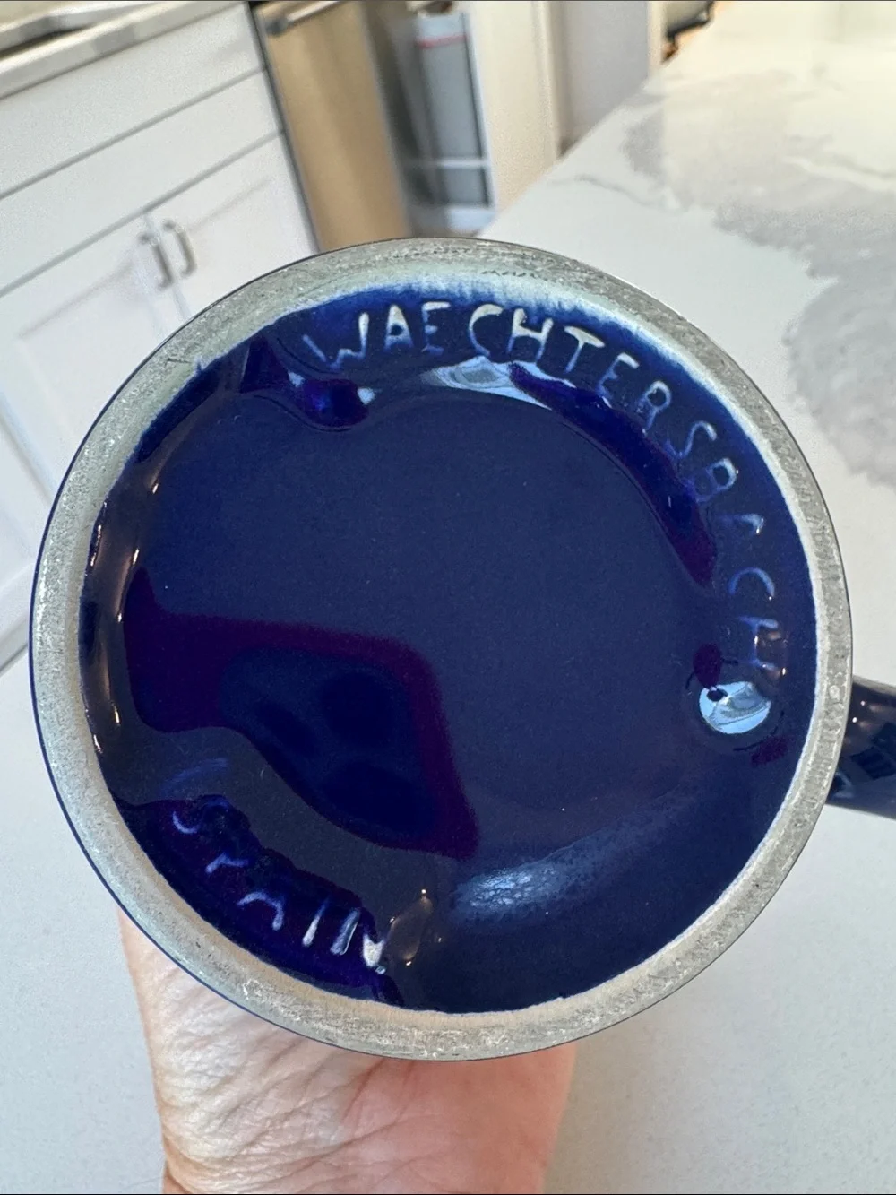 Vintage Waechtersbach W Germany Whales Mug Cobalt Blue White nautical